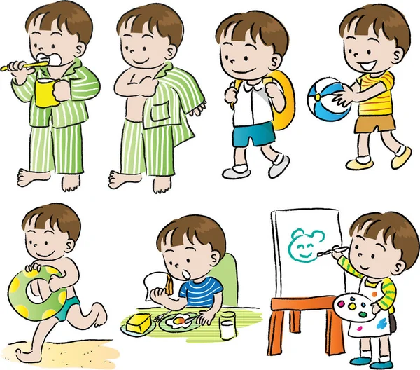 Ilustração Vetorial Desenhos Animados Crianças Felizes — Fotografia de Stock