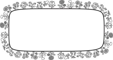 Beyaz arkaplanda çiçek sınırı, vektör illüstrasyonu