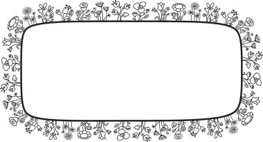 Beyaz arkaplanda çiçek sınırı, vektör illüstrasyonu