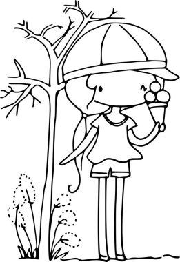 Beyaz arka planda çiçekçi kız, vektör illüstrasyonu 