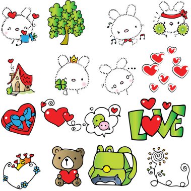 Sevgililer Günü için şirin tavşanların vektör çizimi