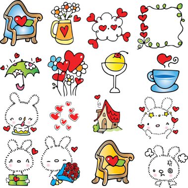 Sevgililer Günü için şirin tavşanların vektör çizimi