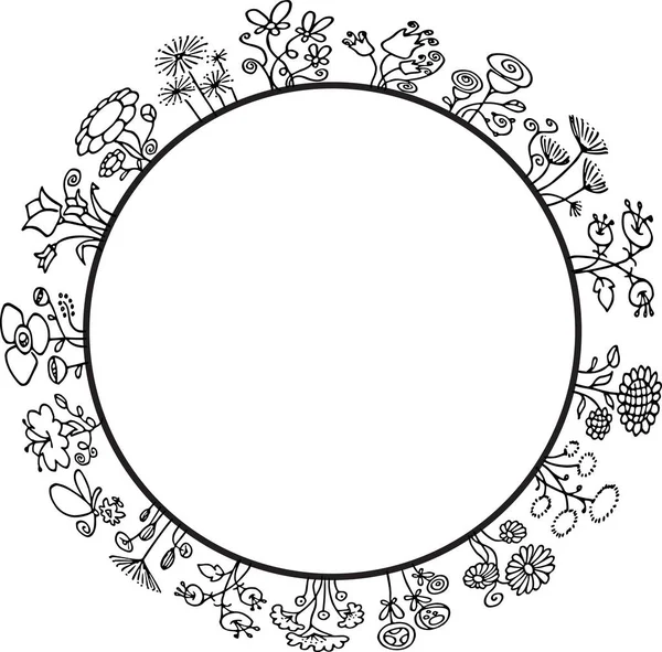 Bordure Des Fleurs Sur Fond Blanc Illustration Vectorielle — Photo