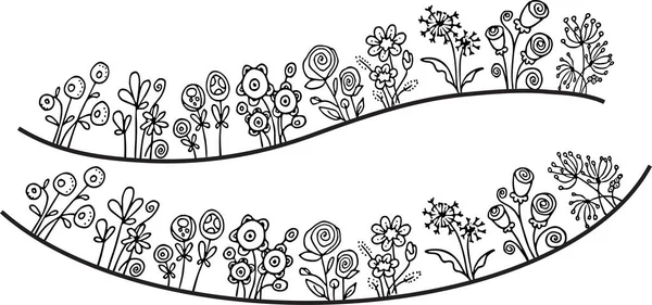 Flower Border White Background Vector Illustration — Stock Photo, Image