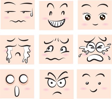 Bir dizi duygu simgesi. vektör illüstrasyonu