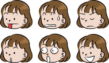 farklı duygu simgelerinin çizgi film yüzleri