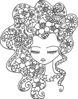 Çiçekli güzel bir kadın.