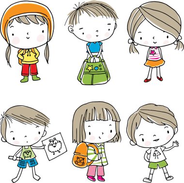 Çizgi film çocuklarının vektör çizimi