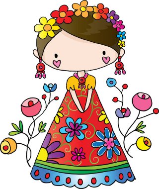 Çiçek çelenginde bir kız