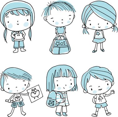 Çizgi film çocuklarının vektör çizimi