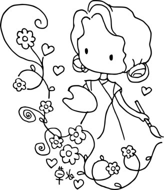 Sevimli karikatür çizilmiş bir kalp.