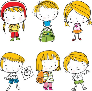 Çizgi film çocuklarının vektör çizimi