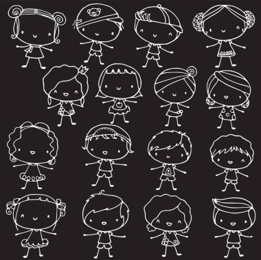 karikatür karakterlerinin vektör kümesi