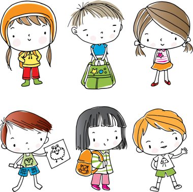 Çizgi film çocuklarının vektör çizimi