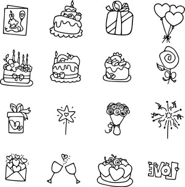 Doğum günü simgelerinin vektör kümesi