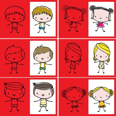 bir grup çocuk çizimi