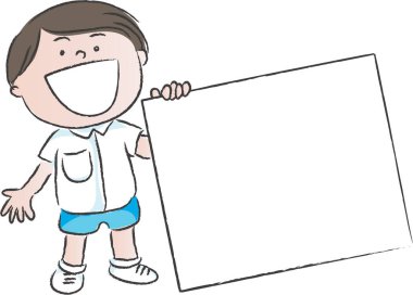 Boş bir afiş taşıyan bir çocuğun resmi