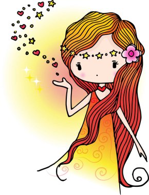 Çiçek tarzında bir kızın vektör çizimi