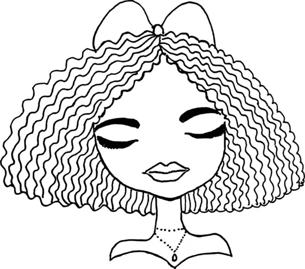 Cute Cartoon Girl Isolated White Background Vector Illustration — Stock Vector