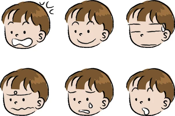 儿童不同的面部表情组合 — 图库矢量图片