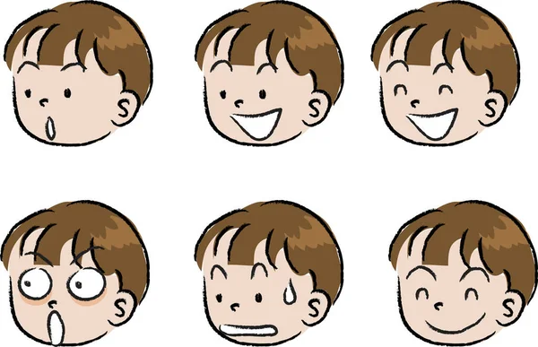 Verzameling Van Verschillende Uitdrukkingen Van Verschillende Emoties Vectorillustratie — Stockvector