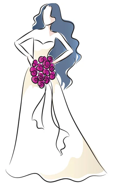 結婚式のドレスの形をした新郎新婦 — ストックベクタ