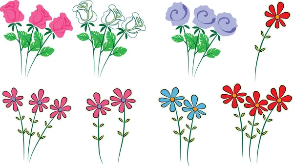 Uppsättning Blommor Och Växter — Stock vektor