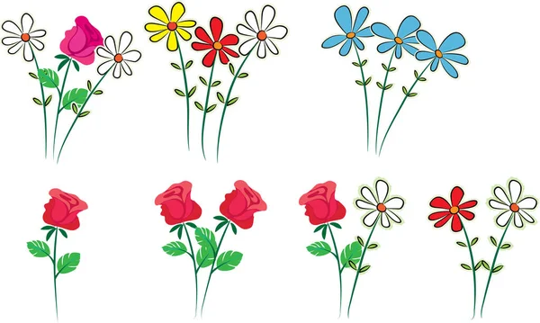 Conjunto Flores Mariposas Ilustración Vectorial — Archivo Imágenes Vectoriales