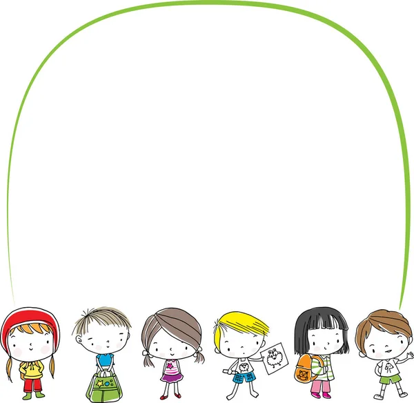 Εικονογράφηση Κινουμένων Σχεδίων Μιας Ομάδας Παιδιών — Διανυσματικό Αρχείο
