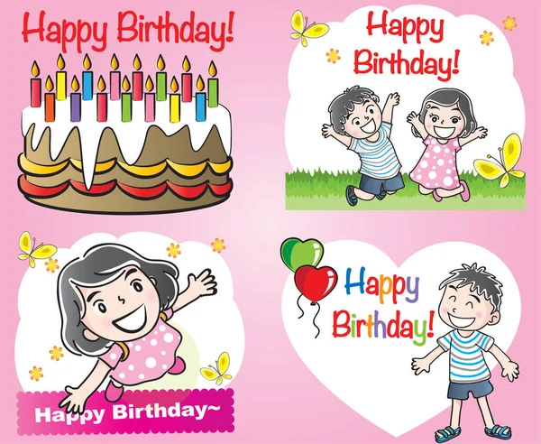 Vector Illustration Happy Birthday Card — Stock Vector