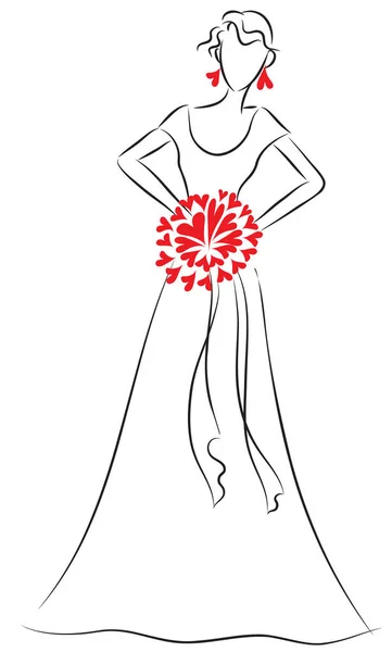 Hermosa Chica Vestido — Vector de stock