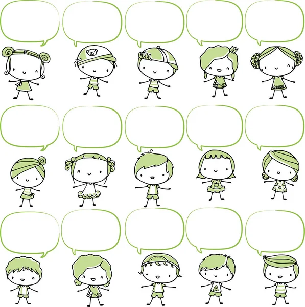 Bir grup farklı insanın karikatür çizimi