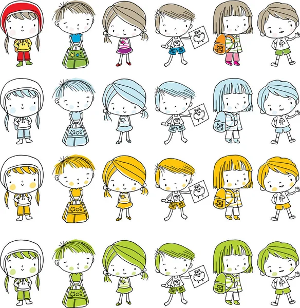 Personagem Desenhos Animados Diferentes Crianças Desenho — Vetor de Stock