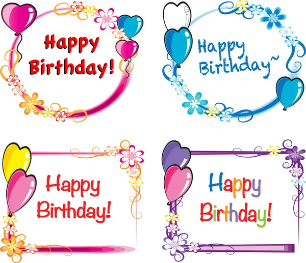 Cartão Aniversário Feliz Com Balões Texto — Vetor de Stock