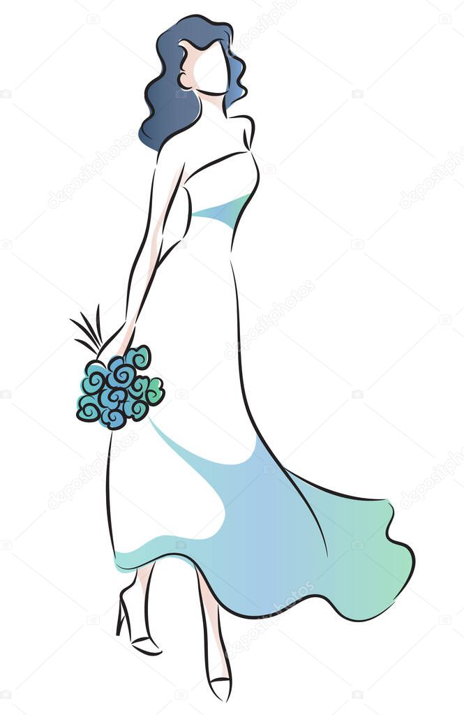 illustration of a girl in a blue dress