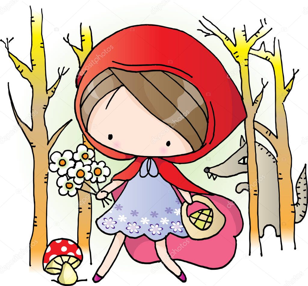 vector illustration of a girl in a winter clothes