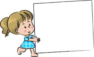 Boş afişi olan bir kızın çizimi