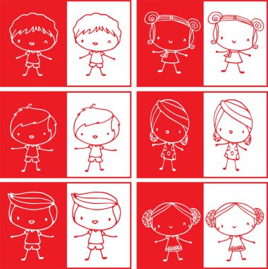 Farklı çocukların el çizimleri.