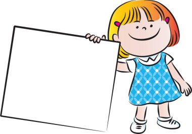 Boş bir afiş taşıyan bir kızın resmi