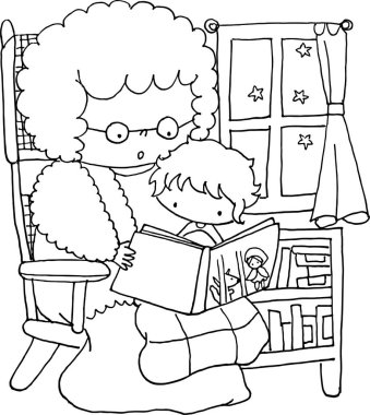 Noel Baba kostümlü çocuklar için boyama kitabı