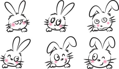 sevimli tavşan ve tavşanların vektör kümesi