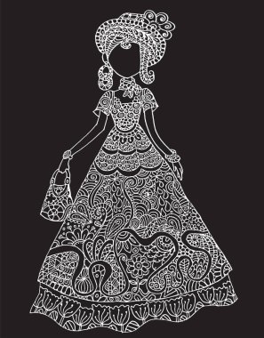 Robot resim tarzında bir kızın vektör çizimi.