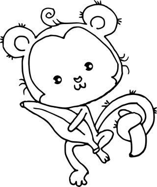 Şirin bir çizgi film maymunun vektör çizimi