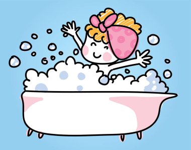 Tatlı bir çizgi film banyosunun vektör çizimi