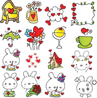 Sevgililer Günü için şirin tavşanların vektör çizimi