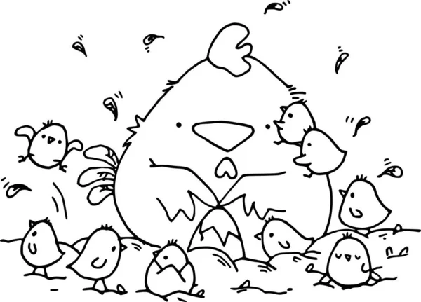 Una Ilustración Dibujos Animados Pollo Pájaro — Archivo Imágenes Vectoriales