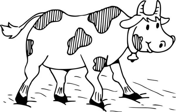 Woodcut Ilustração Vaca — Vetor de Stock
