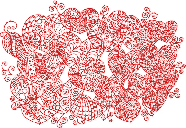 Kalp ve çiçeklerin vektör karalaması