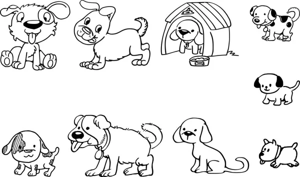 Set Vettore Cani Dei Cartoni Animati — Vettoriale Stock