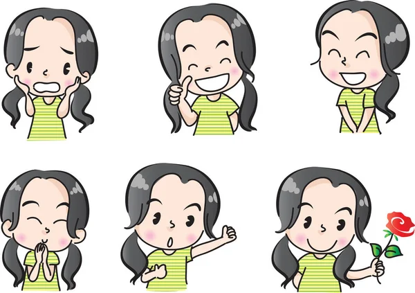 Conjunto Caras Dibujos Animados Diferentes Expresiones — Vector de stock